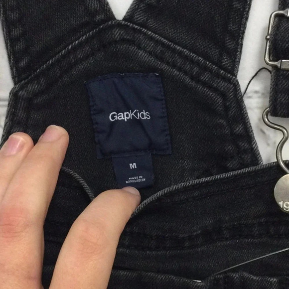 Gap Kids Medium Black Denim Overalls - Picture 4 of 5